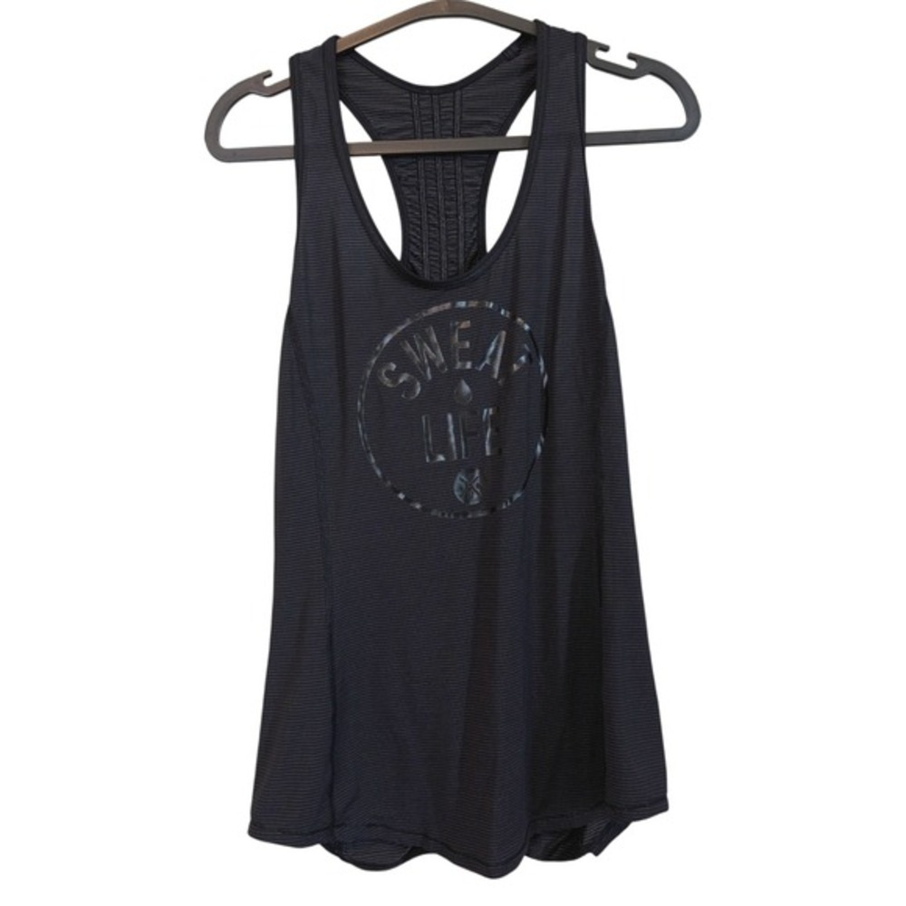 Lululemon Runner Up Sweat Life‎ Black Striped Racerback Tank